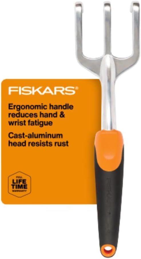 Fiskars Ergo Cultivator for Digging, Aerating Soil, and Weeding, Heavy Duty Garden Tool with Hanging…