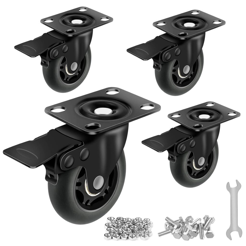 Apllamo 3″ Casters Set of 4 ,4 Heavy Duty Quiet Casters, Max Load 2000LBS. Suitable to do Soft Wheel…