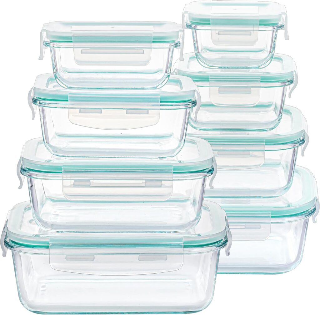 Vtopmart 8 Pack Glass Containers Set for Food Storage with Airtight Lids
