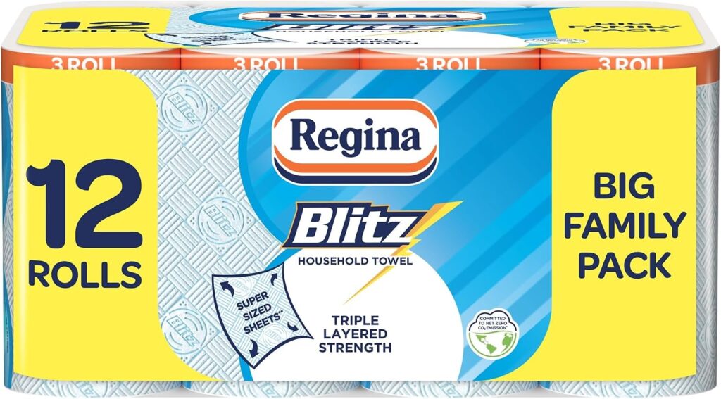 Regina Blitz, 12 Rolls of Household Towel, 3-Ply