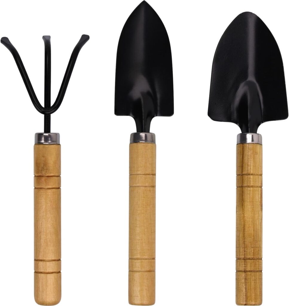 Mini Gardening Tools Set for Kids – 3 Pieces Garden Hand Tool Kit with Shovel, Trowel and Rake for S…