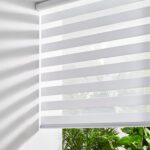 Persilux Cordless Zebra Blinds for Windows Free-Stop Roller Windows Shades (24″ W X 72″ H, White) Du…