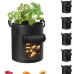 Cavisoo 5-Pack 10 Gallon Potato Grow Bags, Garden Planting Bag with Durable Handle, Thickened Nonwov…