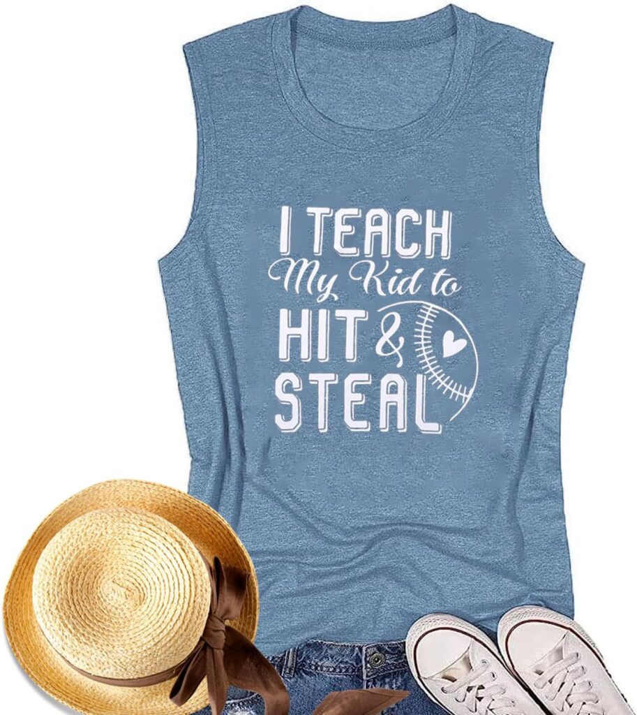 Baseball Shirt for Women Funny Heart Graphic Tank Top Workout Casual Summer Sleeveless Muscle Mom Sh…
