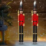 Marsui 2 Pcs Large Metal Christmas Nutcracker Yard Sign with Stakes 45 Inch Xmas Yard Outdoor Decora…