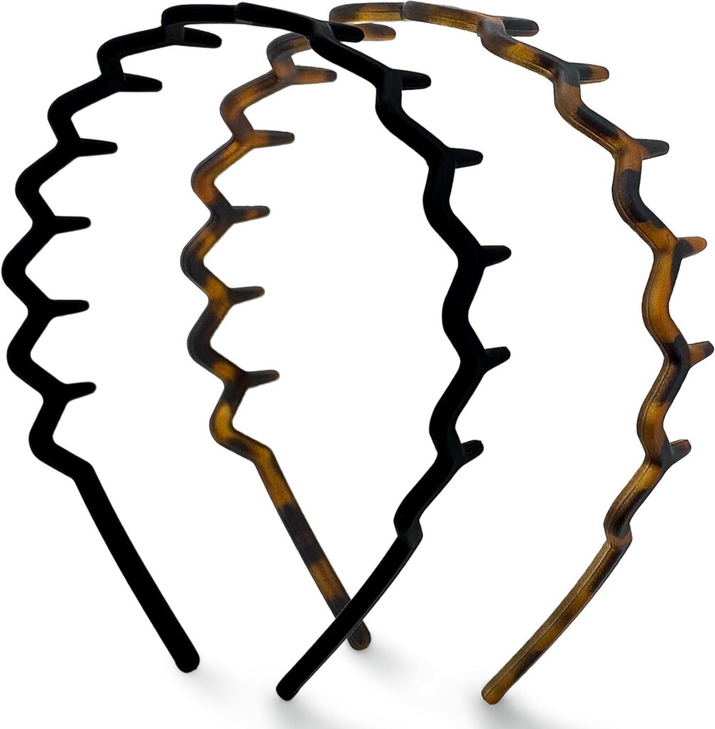 Kitsch Zig Zag Headbands for Women 2pcs – Tortoise & Black