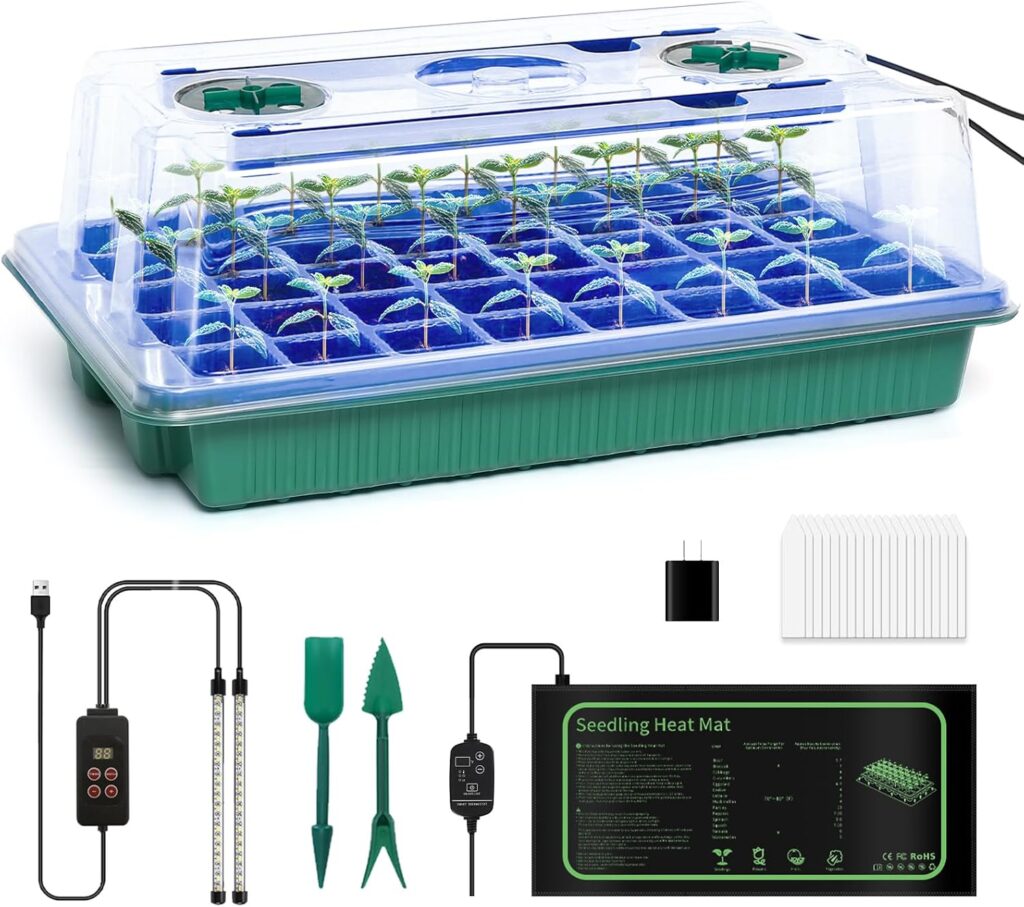 joyhalo 40 Cell Seed Starter Kit with Grow Light and Heating Mat