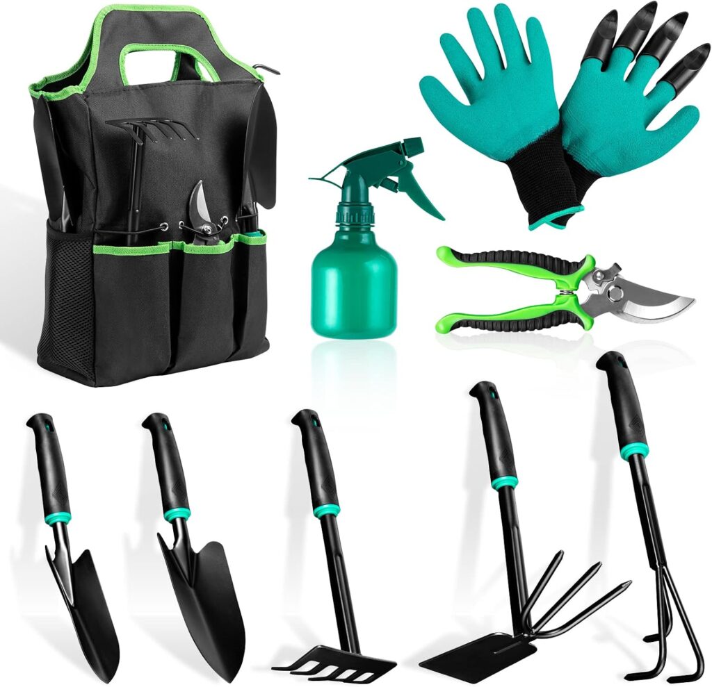 ZNCMRR 9 PCS Garden Tool Set Kids Gardening Tool Kit for Digging, Planting and Pruning, Gardening Ha…