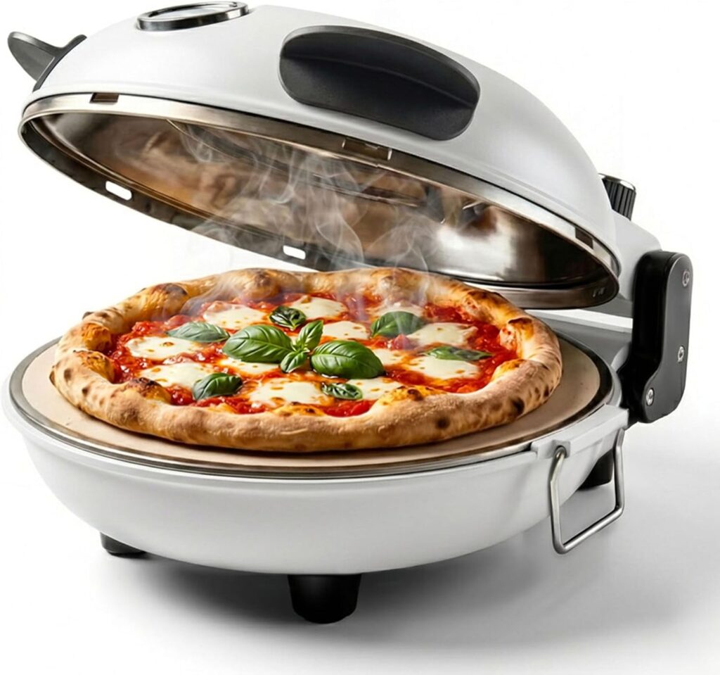 Cook With Color Indoor Electric Pizza Oven – Crispy Pizza Maker, Heats up to 1000°F, 12″ Ceramic Sto…