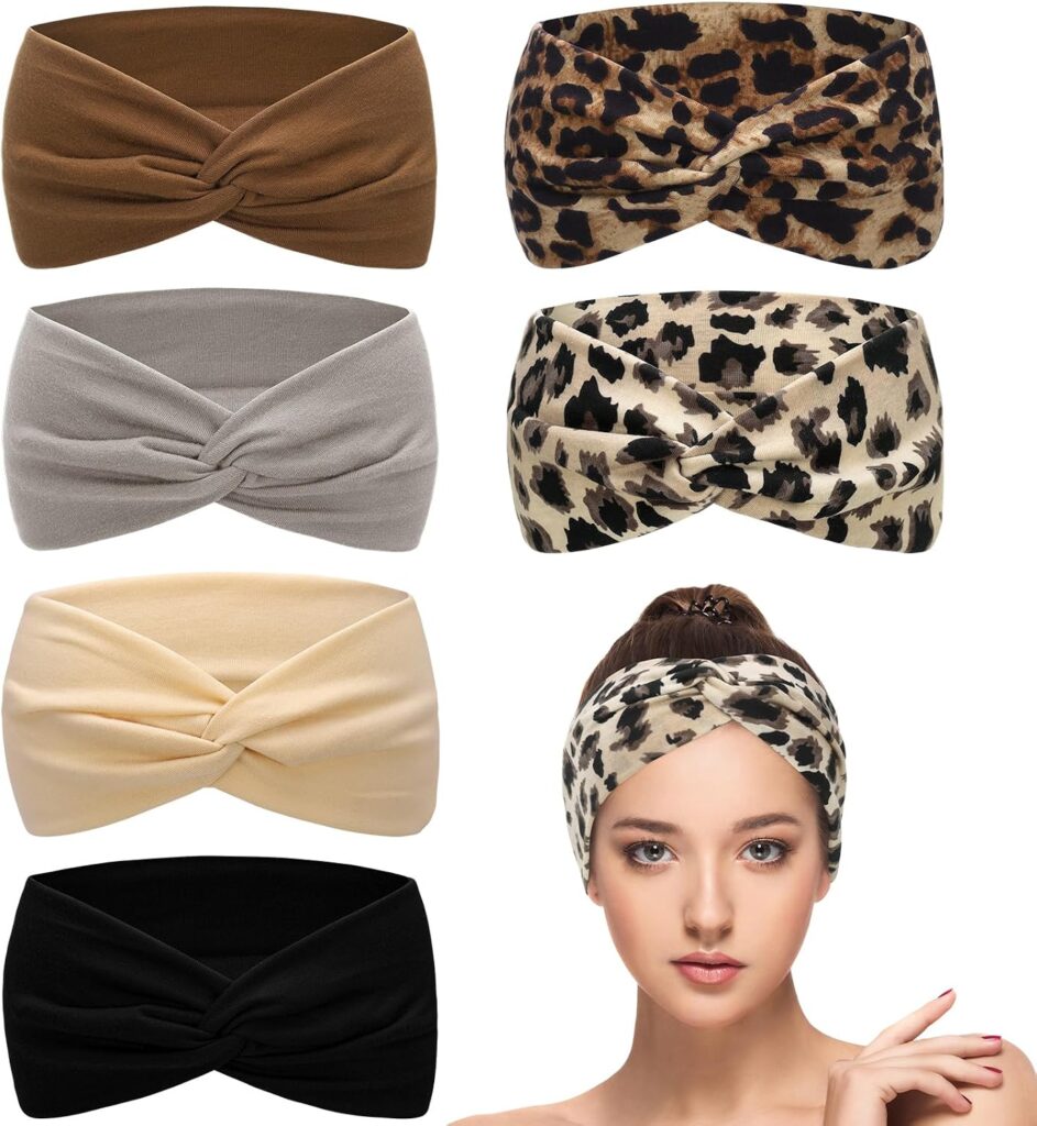 ViEinkaufen 6 Pcs Headbands for Women’s Hair, Leopard Elastic Head Bands