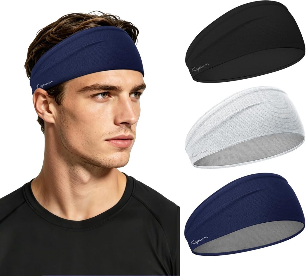 Women’s Sports Headband – Pack of 3 Men’s Summer Headbands, Lightweight & Elastic Anti Sweatband for…