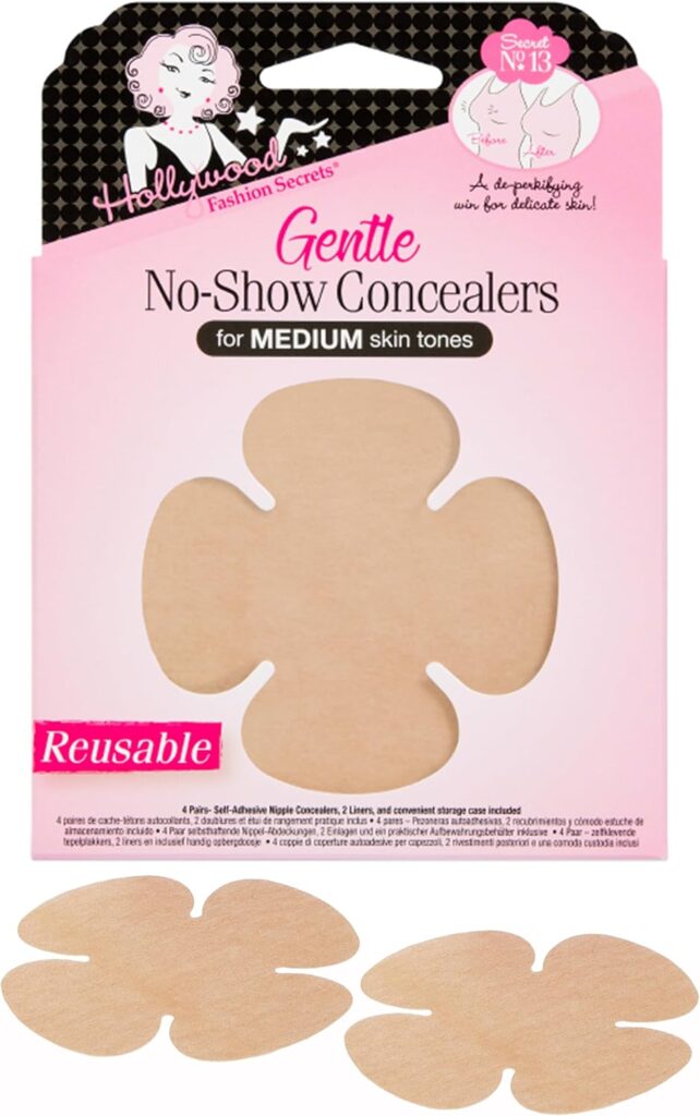 Hollywood Fashion Secrets – Gentle No Show Concealers – Reusable – Medium Shade – Women – Nipple Cov…