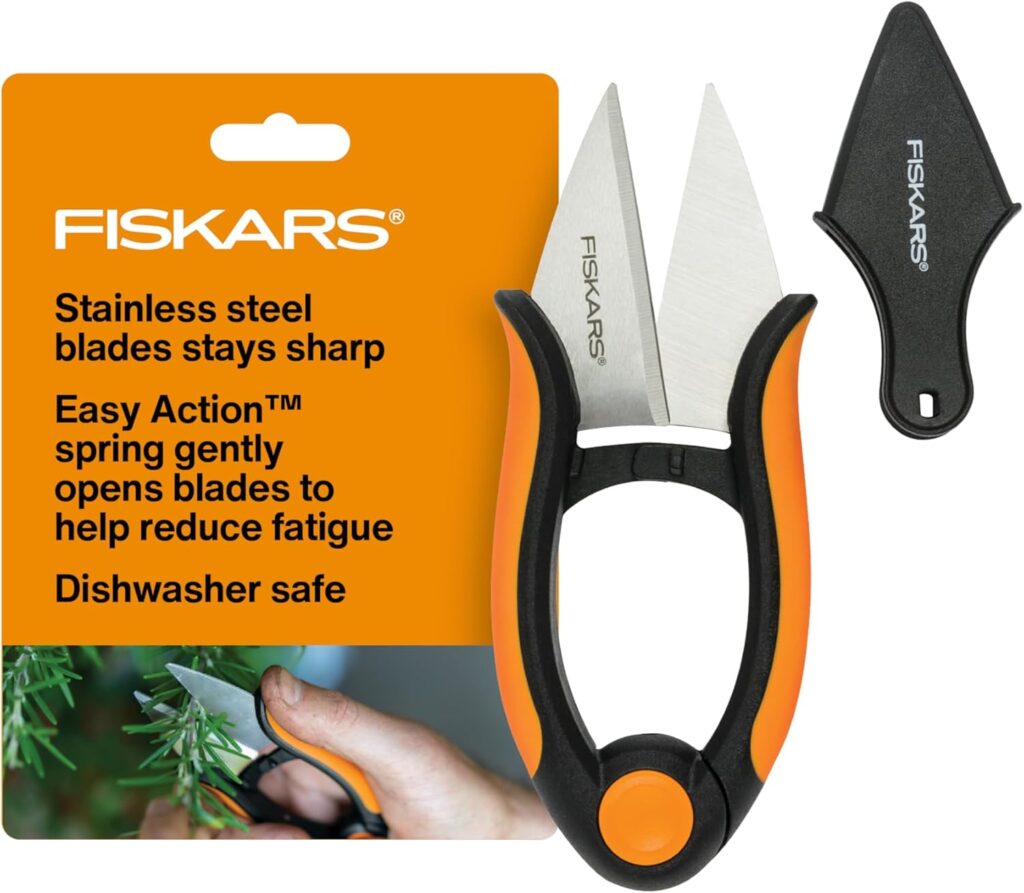 Fiskars Herb Garden Herb Scissors, 5-Inch Garden Shears, Handheld Herb Snips with Sheath and SoftGri…