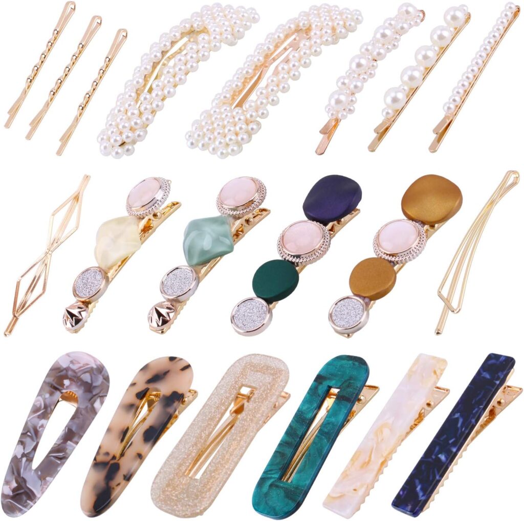 20Pcs Pearl Hair Clips -Fashion Pearls Hair Barrettes Sweet Artificial Macaron Acrylic Resin Barrett…