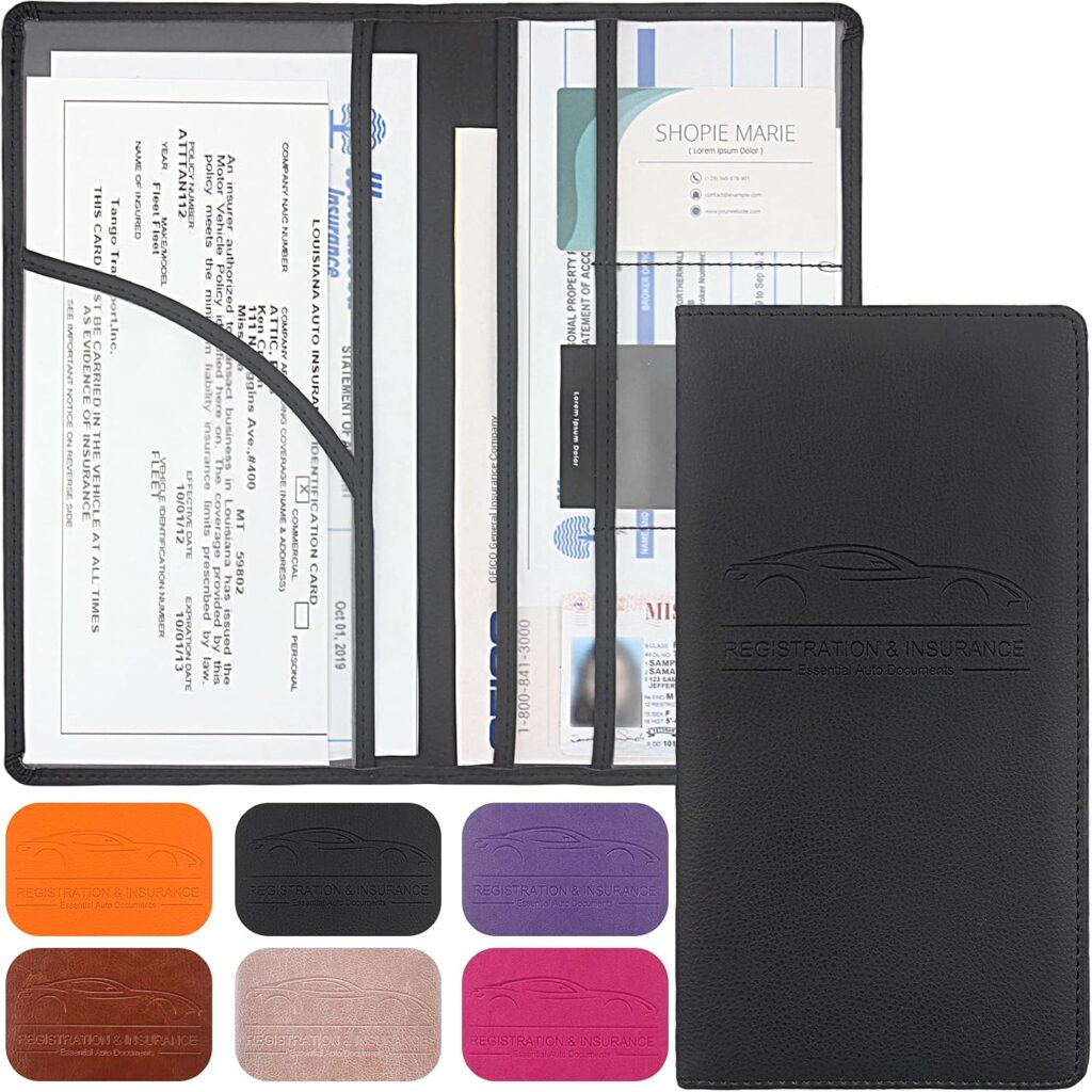 LumiMokki Premium Car Registration & Insurance Card Holder with Magnetic Shut, Vehicle Glove Box Car…