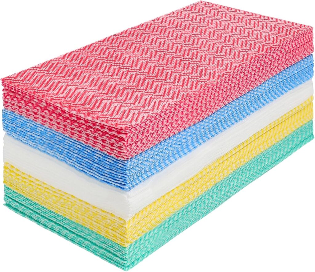 JEBBLAS Disposable Dish Cloths, All Purpose Cleaning Cloths, 60PCS