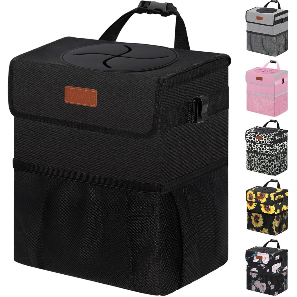 Vankor Car Trash Can for Car Cute, Car Trash Bag Bin Hanging Waterproof Automotive Car Garbage Cans …
