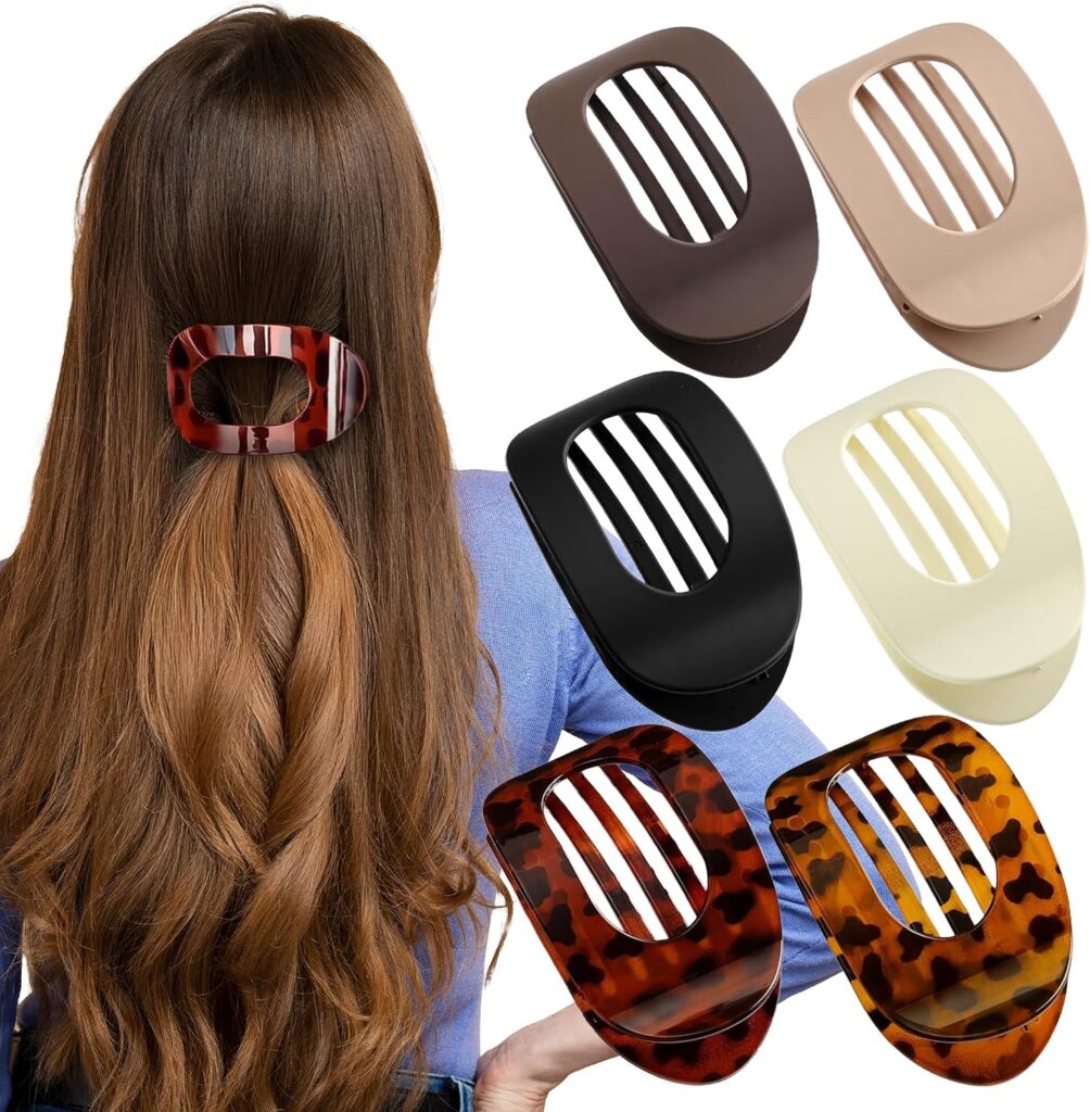 6PCS Flat Hair Claw Clips – Duckbill Hair Clips for Women, Non-Slip Curved Claw for Thin & Thick Tex…