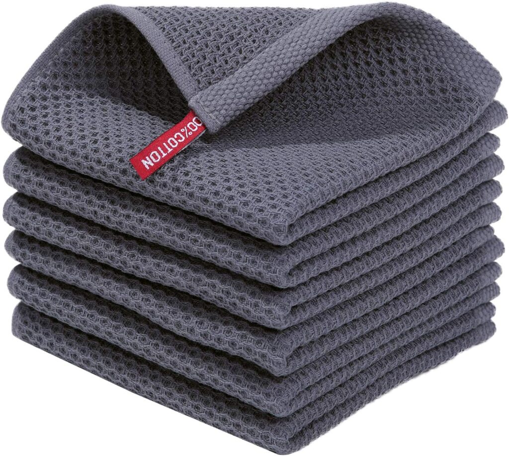 Homaxy 100% Cotton Waffle Weave Kitchen Dish Cloths, Ultra Soft Absorbent Quick Drying Dish Towels, …