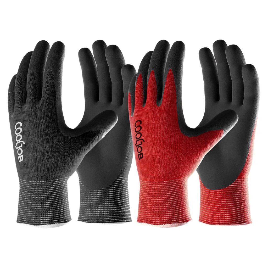 COOLJOB Gardening Gloves for Men, 2 Pairs Breathable Rubber Coated Garden Gloves, Work Gloves for Me…