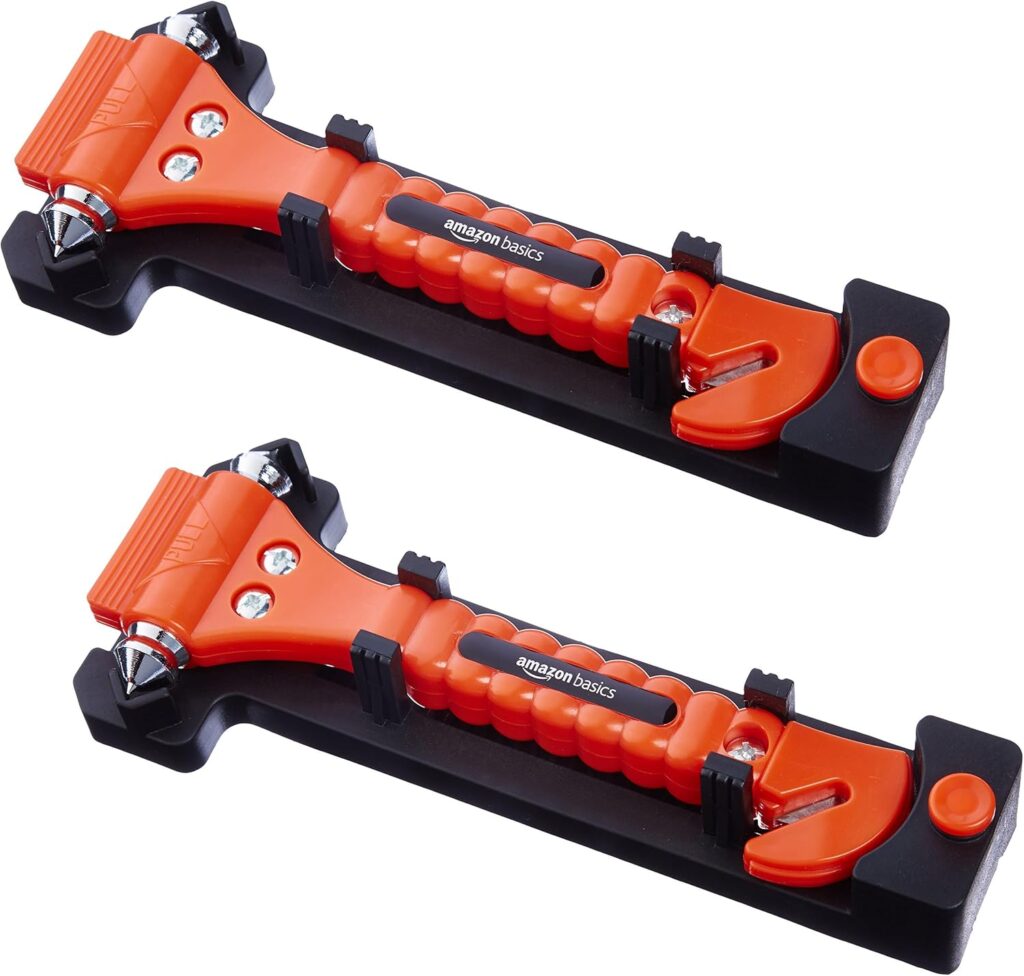 Amazon Basics Emergency Seat Belt Cutter and Window Hammer – 2-Pack