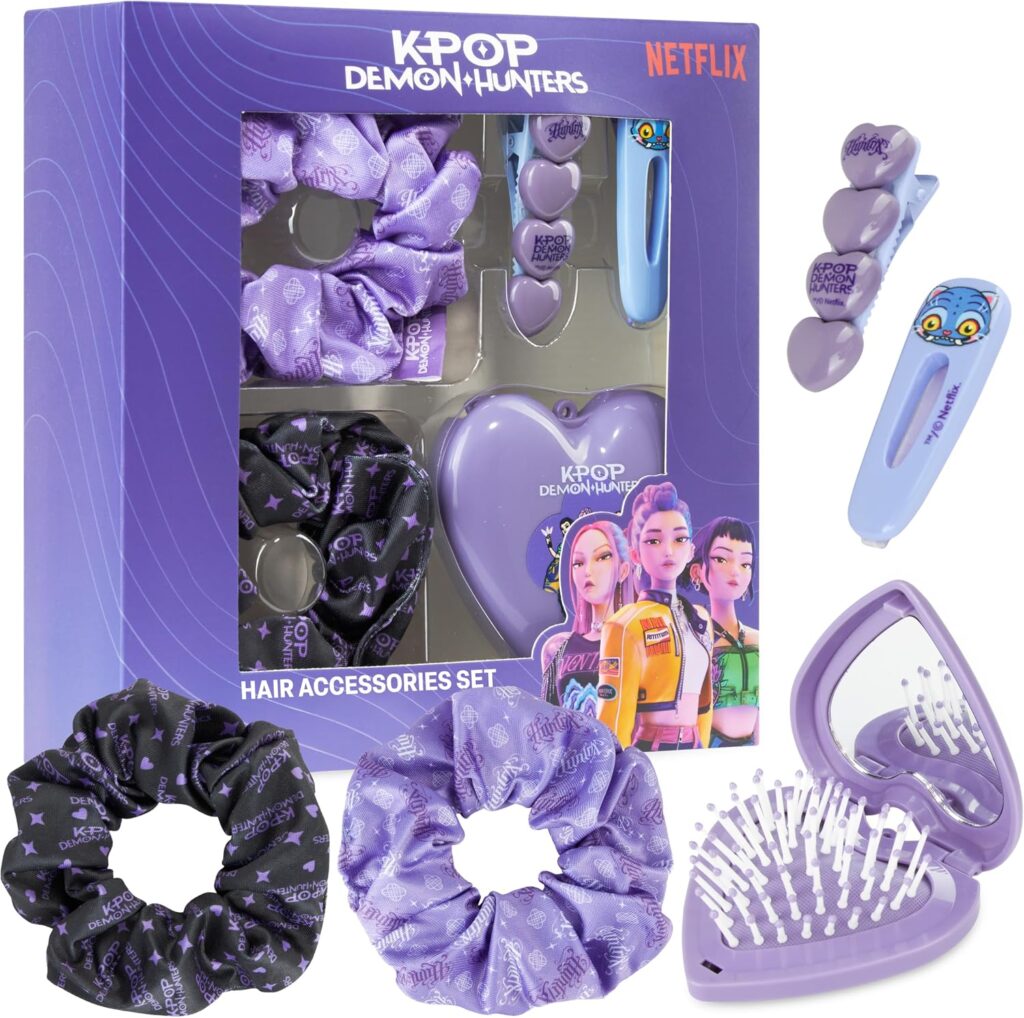 Get Trend Kpop Demon Hunters Huntrix Hair Accessories for Girls and Teens, 5 Piece Set with Hair Cli…